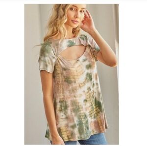 Women's oversized open chest tie dye blouse